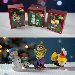 3 Rugrats Christmas Ornaments Tommy Chuckie Angelica Holiday Carlton Cards